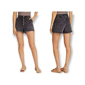 We The Free Black High Rise Button Fly Jesse Carpenter Jean Shorts 25